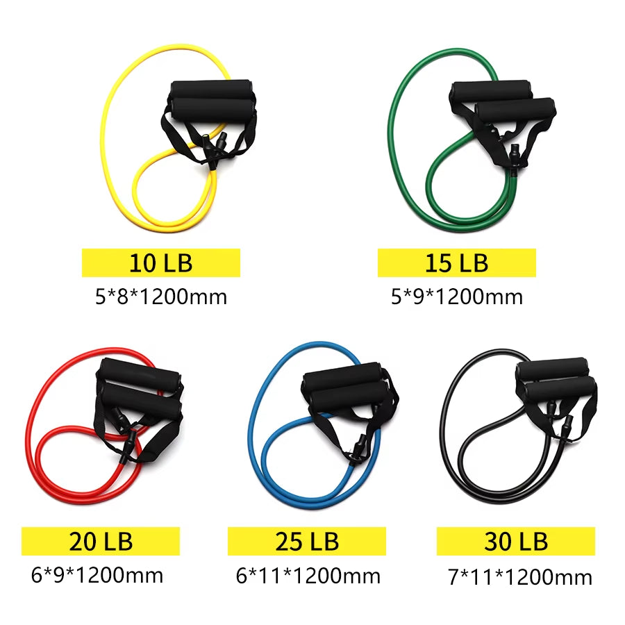 5 Levels Pull Rope Fitness Elastic Bands Resistance Bands with Handles Training Exercise Tube Band Workouts Strength Equipment