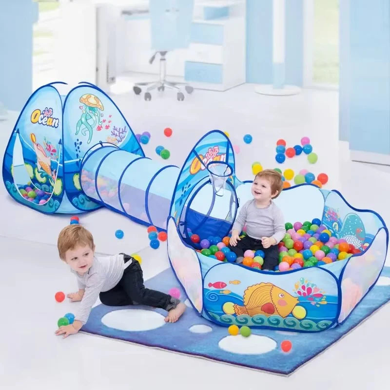 50% RABATT | Kidzone™ | 3-In-1 Spielzelt Mit Tunnel & Bällebad Für Aktive Kinder