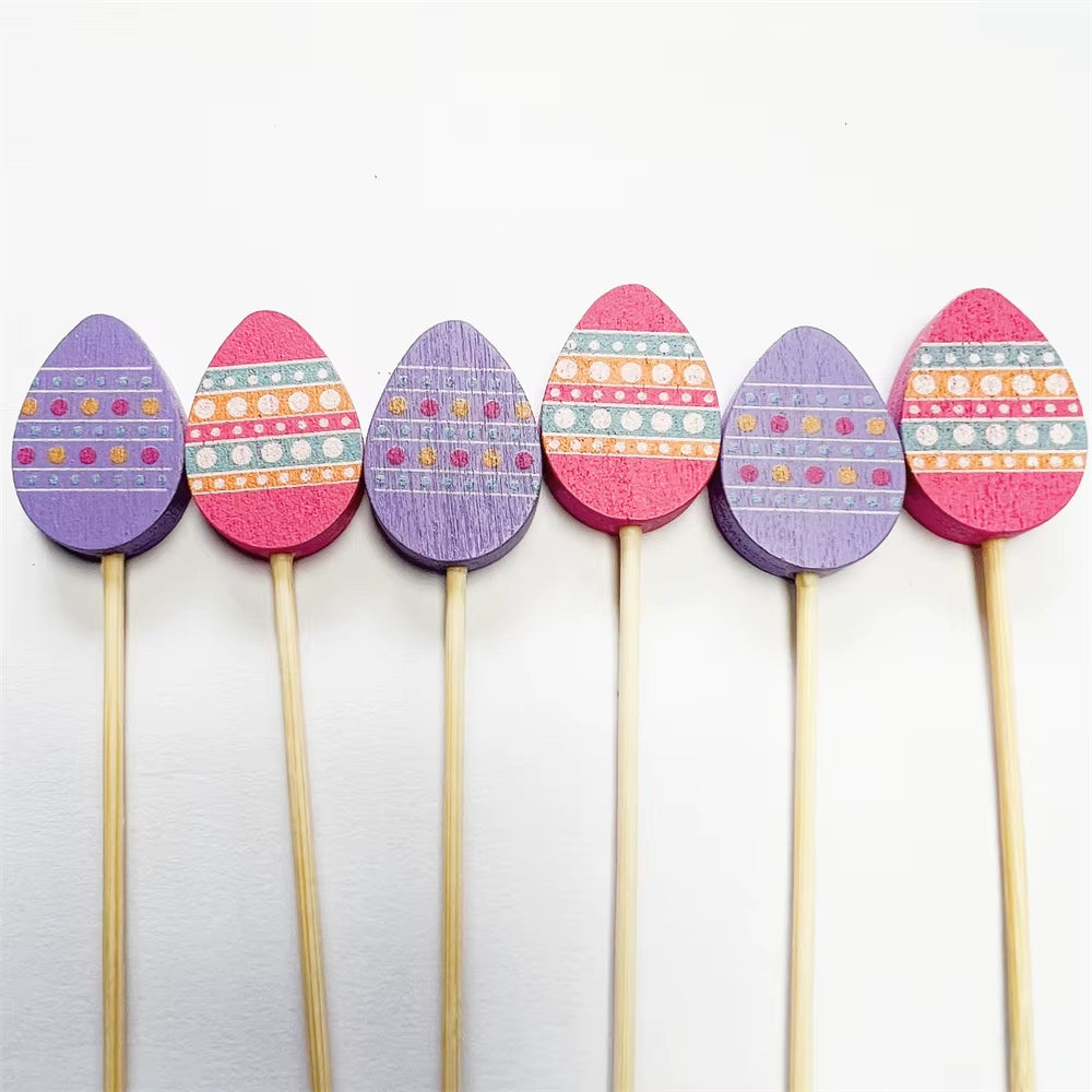 50/100Pcs Easter Disposable Bamboo Skewers Rabbit Easter Eggs Fruit Fork Food Picks Sandwich Buffet Stick Easter Decoration 2026