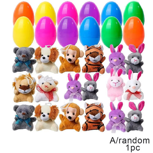 12 Pack Prefilled Easter Eggs with Mini Stuffed Animal Plush Toys Easter Basket Stuffers for Easter Egg Hunt Easter Party Favors
