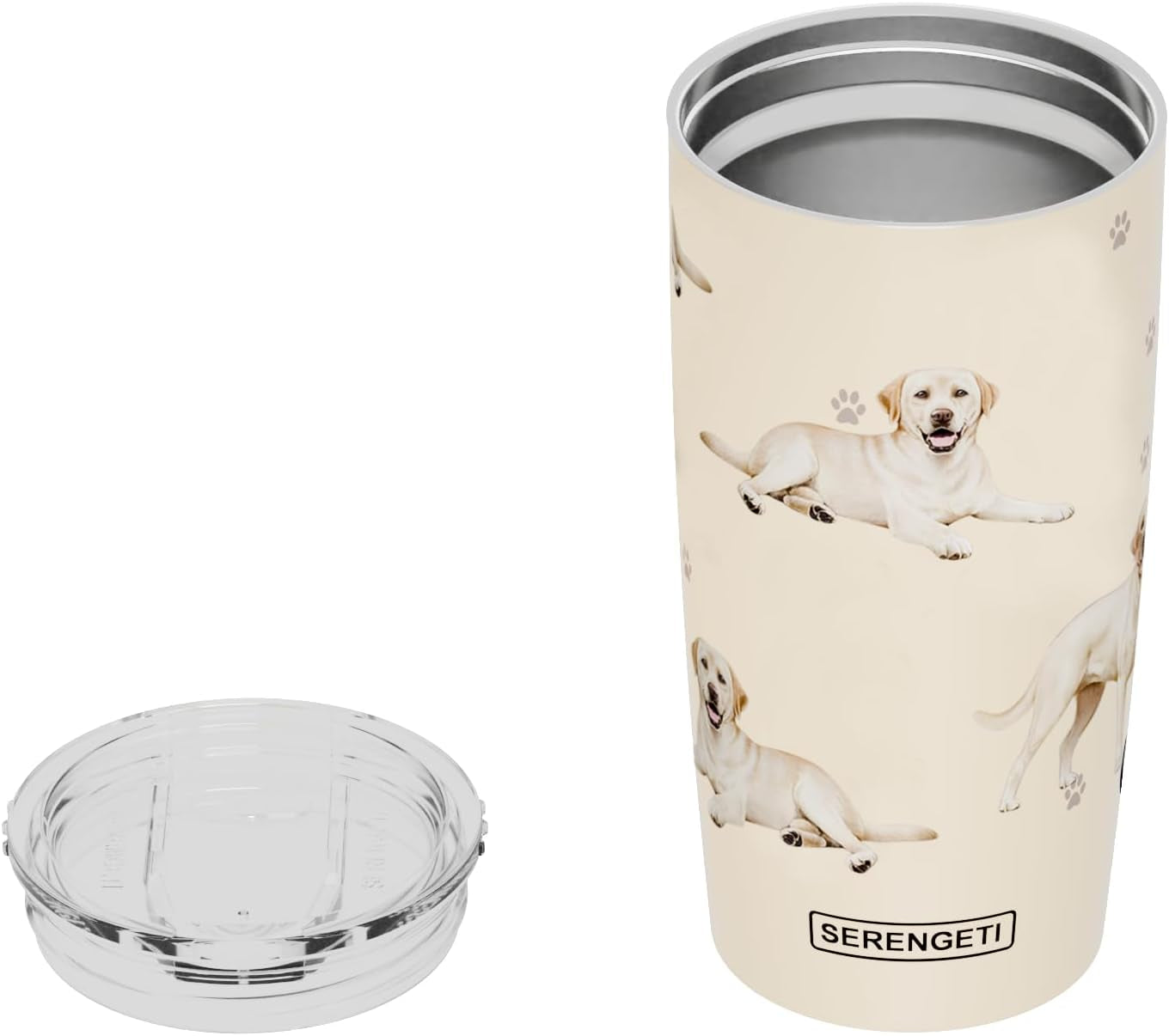 Labrador 20 Oz. Stainless Steel, Vacuum Insulated Tumbler with Spill Proof Lid - 3D Print - Insulated Travel Mug for Hot or Cold Drinks (Labrador Yellow Tumbler)