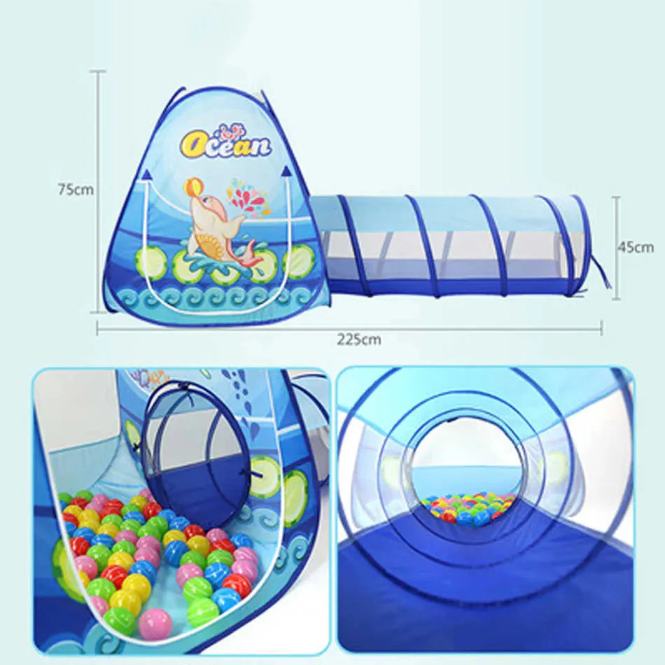 50% RABATT | Kidzone™ | 3-In-1 Spielzelt Mit Tunnel & Bällebad Für Aktive Kinder