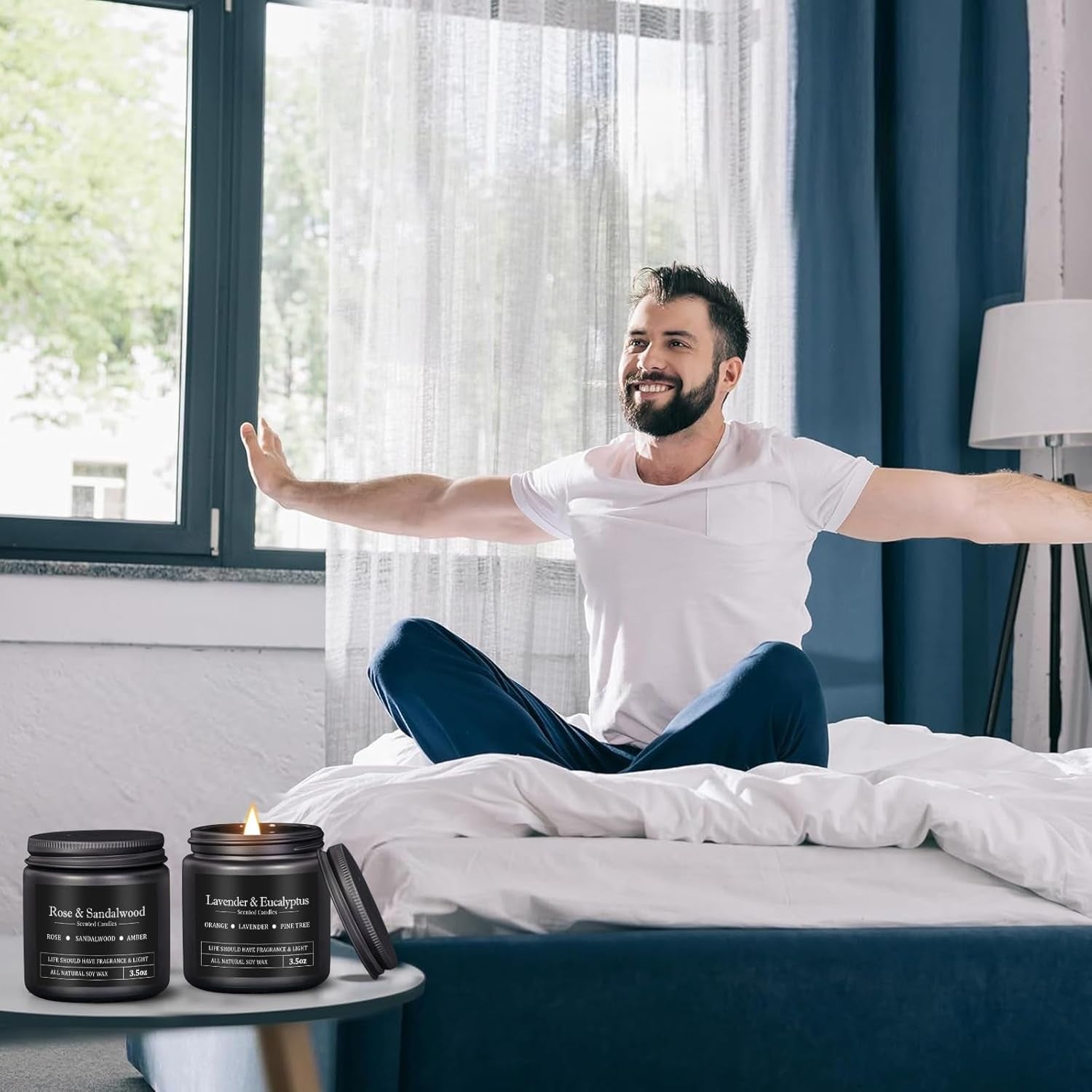 8 Pack Scented Candles for Men, Masculine Candle Gift Set with Smoky & Woody Scents, Soy Wax Aromatherapy Candles for Home, Birthday Gift for Him, Boyfriend, Spring Candles