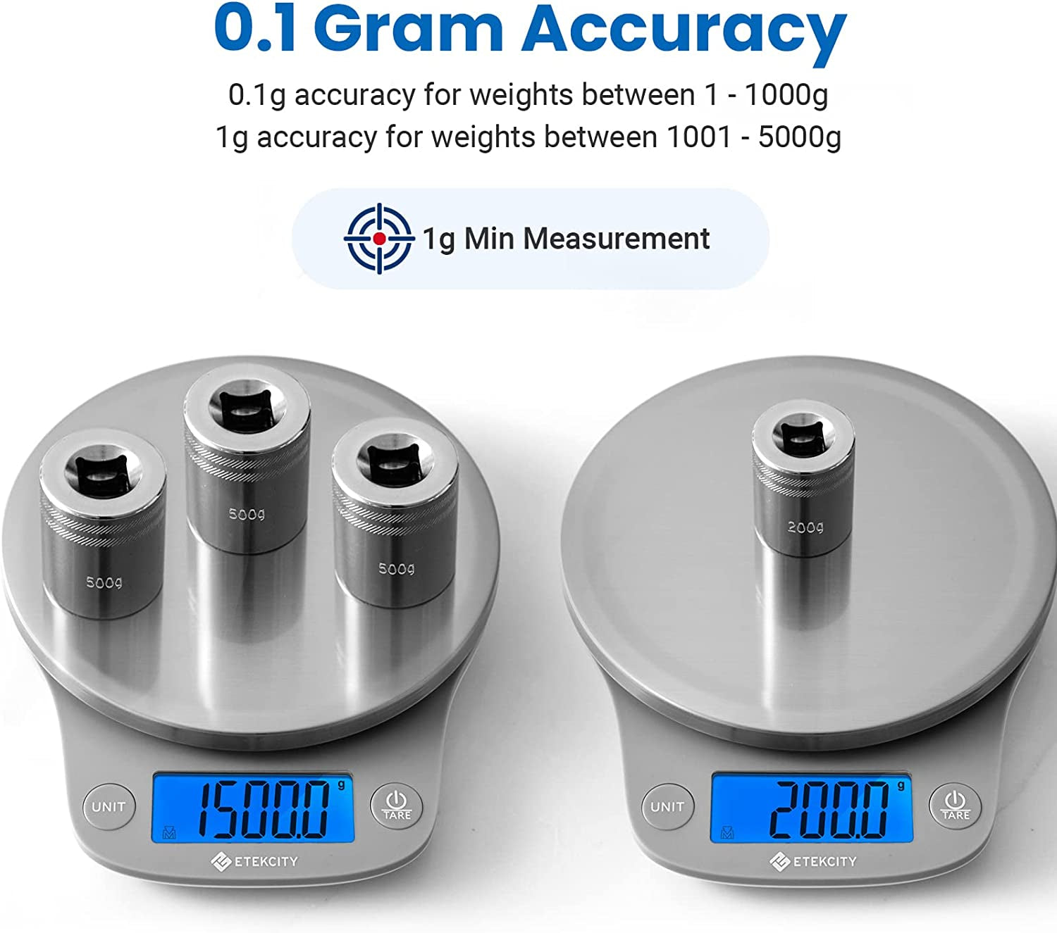 0.1G Food Kitchen Scale, Digital Ounces and Grams for Cooking, Baking, Meal Prep, Dieting, and Weight Loss 11Lb/5Kg 304 Stainless Steel